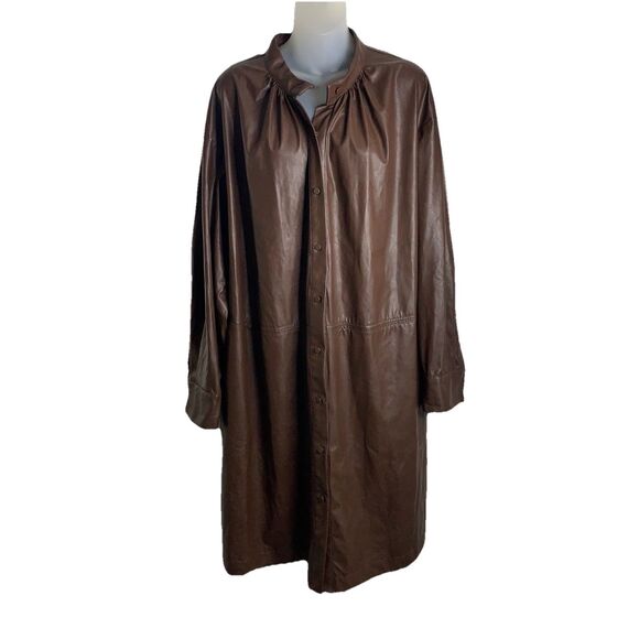 Rachel Comey x Target Long Sleeve Faux Leather Button Up Dress Brown Size 1X New - Picture 4 of 13